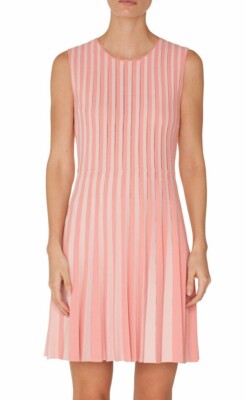 AKRIS Punto Crewneck Sleeveless Striped Pleated Dress SZ 38 = US 6 - NWOT