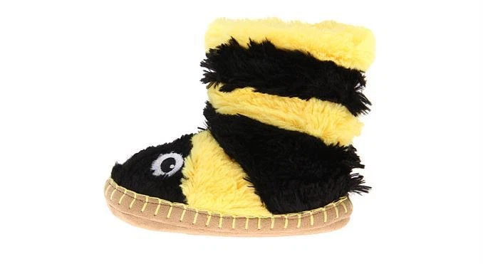 Nuevas pantuflas Hatley Kids Bumble Bee botines peludos amarillos talla MD (8-10)  Foto 4 de 4