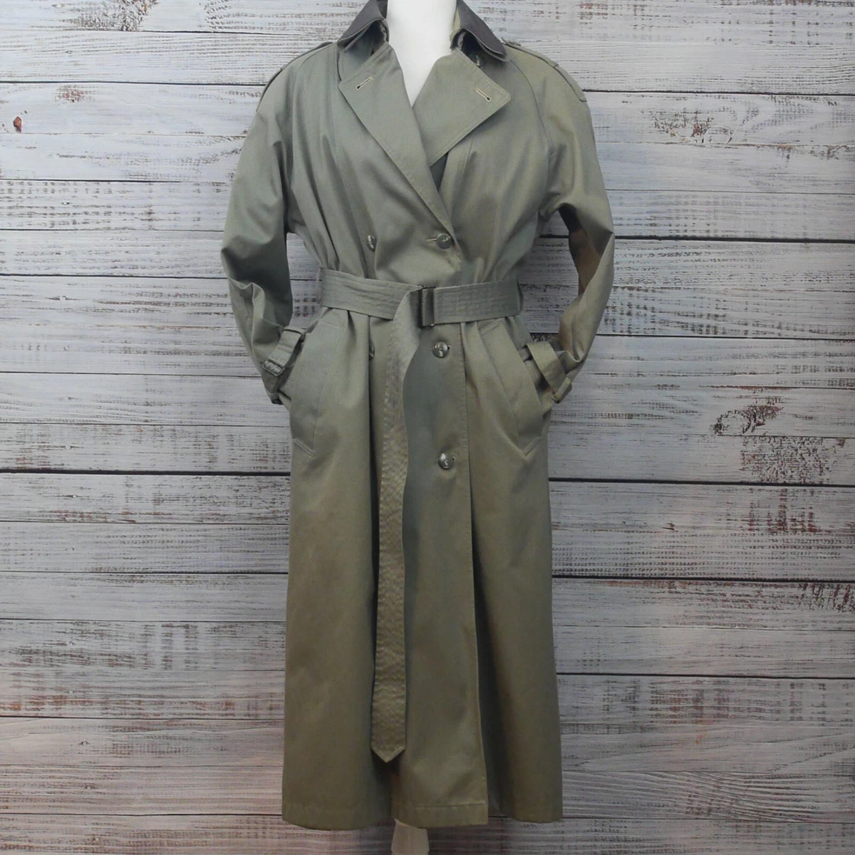 Vintage J.G. Hook Trench Coat Women's Size 10 Regular Plaid Lined Yoke Button Up
