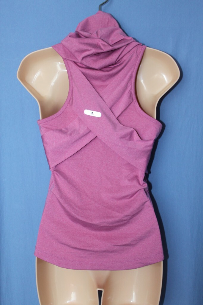 RARE Graphic LOGO WOMEN ADIDAS Clima PINK HOODED SLEEVELESS Tank T Top Shirt S image 2