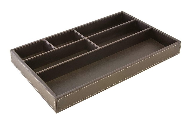 Osco con 5 elementi tubolari Portapenne da scrivania in ecopelle colore: Marrone Osco con 5 elementi tubolari Portapenne da scrivania in ecopelle colore: Marrone