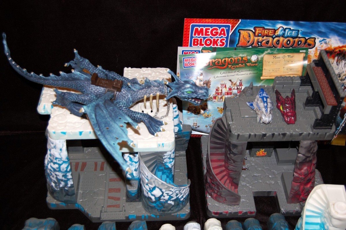 MEGA BLOKS Fire & Ice Dragons 9858 Dragon Mountain Incomplete BIG