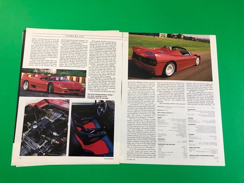 1995 1996 FERRARI F50 F 50 ORIGINAL VINTAGE PRINT AD ROAD TEST 4 PAGE A1 - Picture 2 of 2