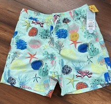 NWT Cat and Jack Ocean Blue Green swim trunks boy's size M 8 Husky Tropical