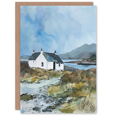 Grußkarte Isle Harris Crofters Cottage Schottland Landschaft Geburtstag