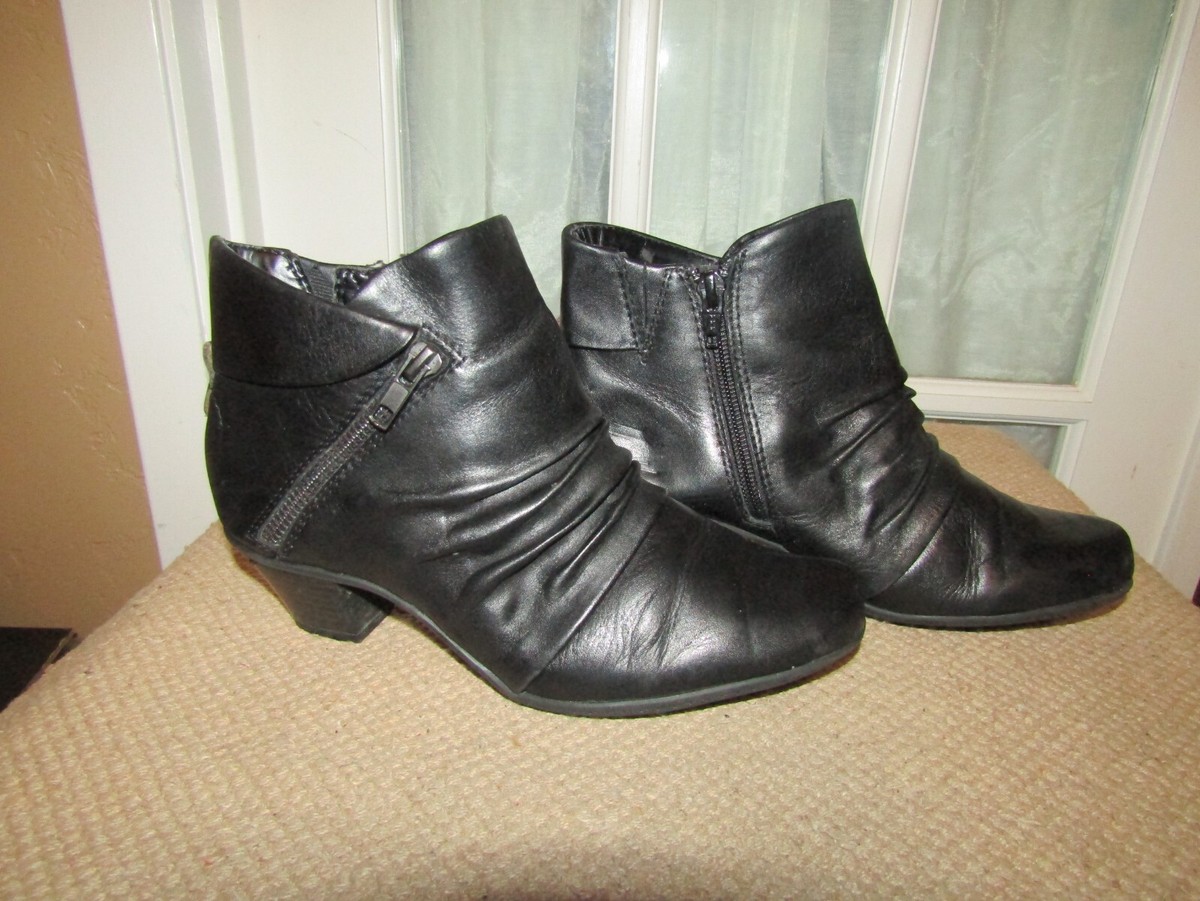 Earth Black Leather Side Zip Ankle Boots Women's size 6.5 B | eBay