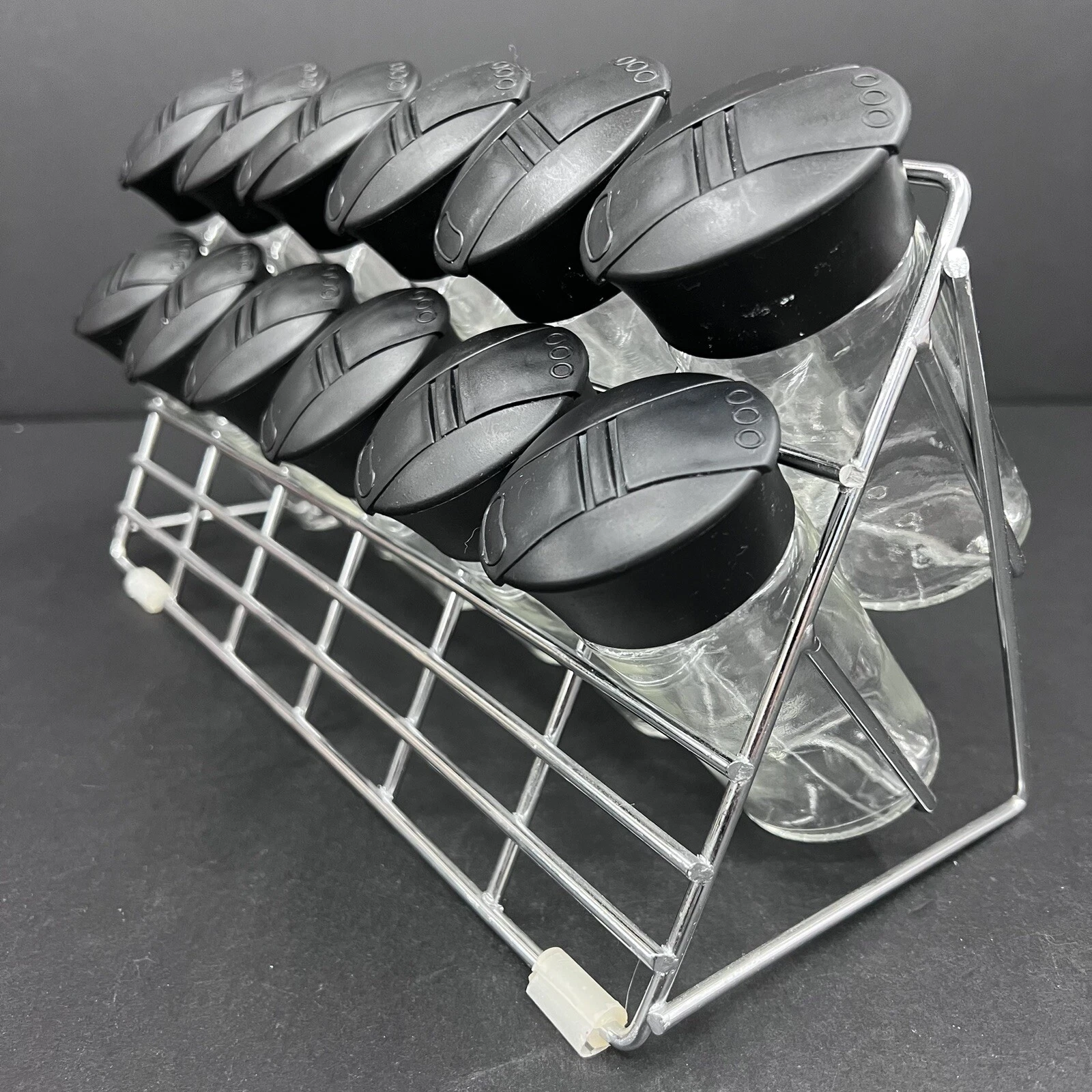 Spice Rack With Glass Jars For Counter Top 12 Jars With Flip Tops