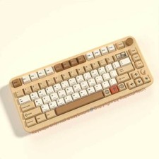 Retro khaki White Stamps PBT Keycaps set ANSI for Cherry MX Mechanical Keyboards