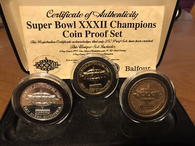 Highland Mint Super Bowl 32 XXXII Broncos Champions Proof Coins