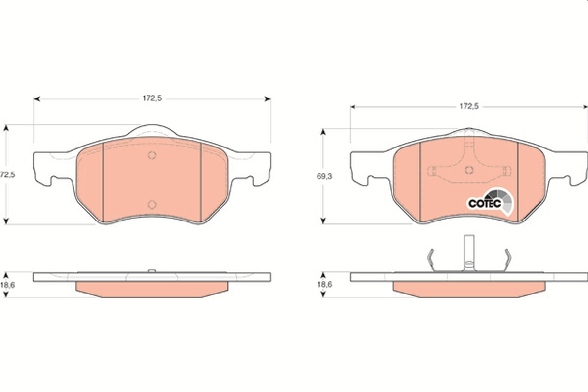 GDB4128 TRW Brake Pad Set, disc brake for CHRYSLER,CHRYSLER (SOUEAST),DODGE