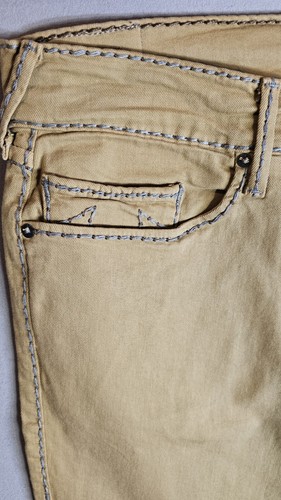 True Religion Ricky Jeans 40 Waist Yellow/Gold Thick Cable Stitch Y2K - Picture 4 of 7
