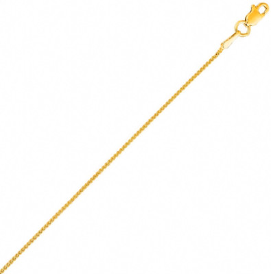 1,0 mm Runde Weizen Spiga Kette Halskette Echt 14K Gelbgold 18'' 2,2 gr