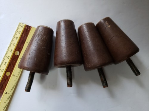 VTG SET OF 4 MID CENTURY MODERN TAPERED WOODEN 2.5” REPLACEMENT LEGS - Picture 3 of 4