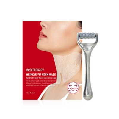 MEDITHERAPY Wrinkle Fit Neck Mask 10g * 7ea + Needle Roller 1ea SET