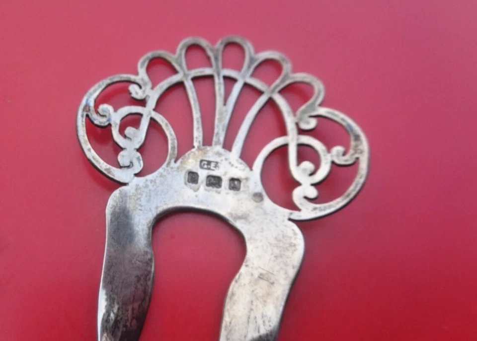 Peine de pelo de plata clip adorno antiguo esterlina hm 1903 Birmingham Art Nouveau Foto 2 de 4