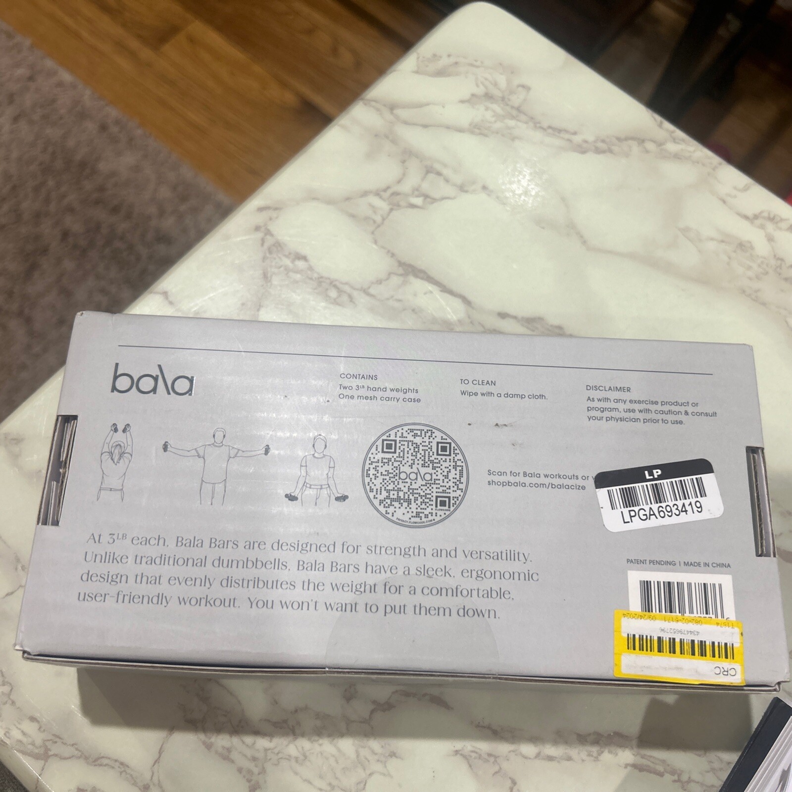 Bala Bars Charcoal Pair of 3 lb Hand Weights