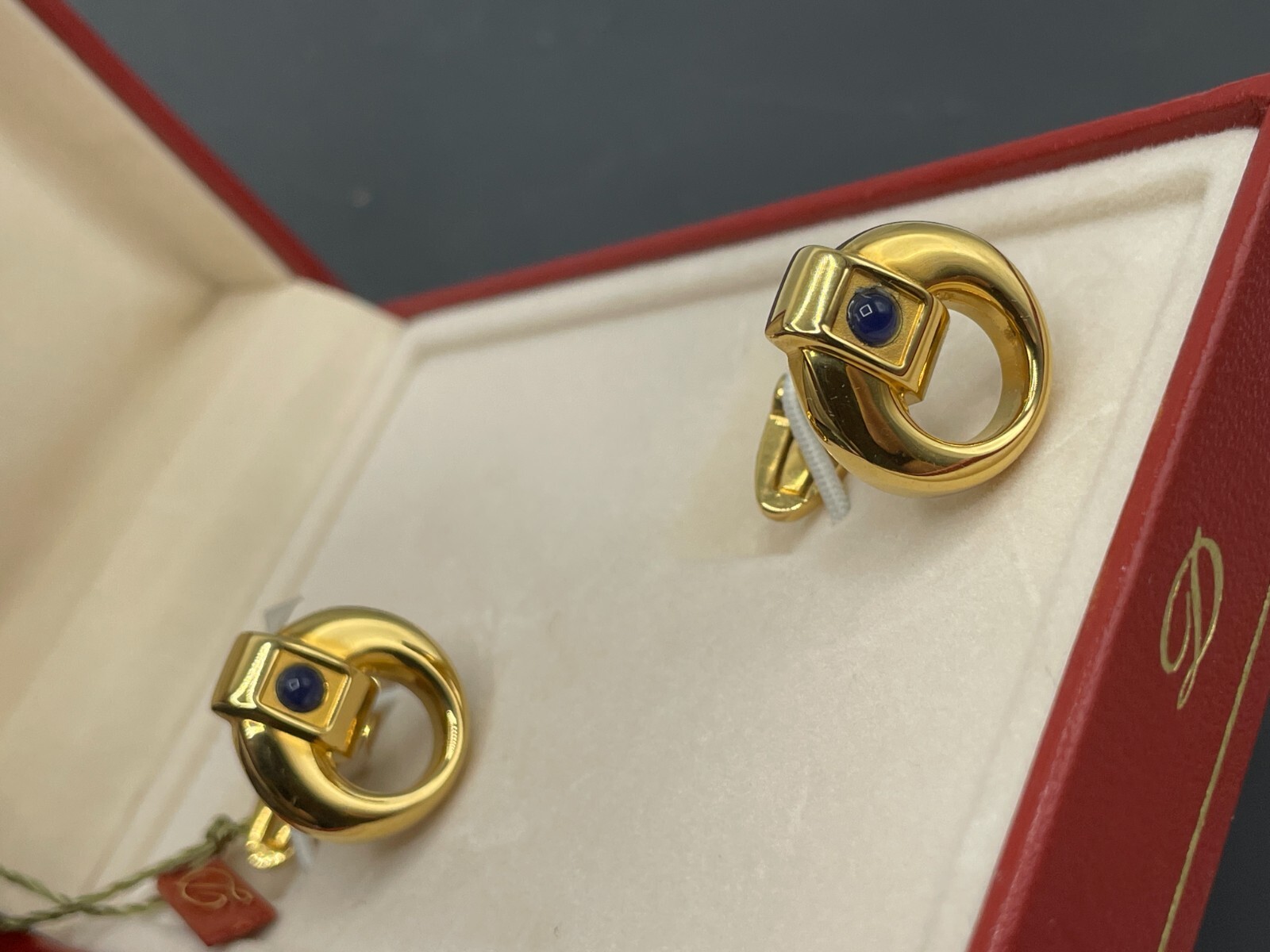 ST Dupont Jewelry Yoke Gold Round Blue Stone Cufflinks 5146 135 eBay
