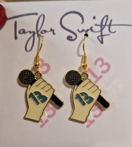 Pendientes hechos a mano con número de cumpleaños 13 ganchos de oro sin níquel de Taylor Swift - Imagen 2 de 3