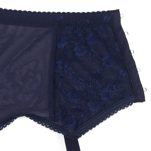 Retro Garter Belt 6 Suspenders Midnight Blue Mesh Lace Sexy Glamour - Picture 8 of 10
