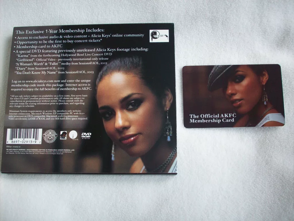 ALICIA KEYS UNLOCKED DVD THE OFFICIAL ALICIA KEYS FAN CLUB MEMBERSHIP PACK NEW