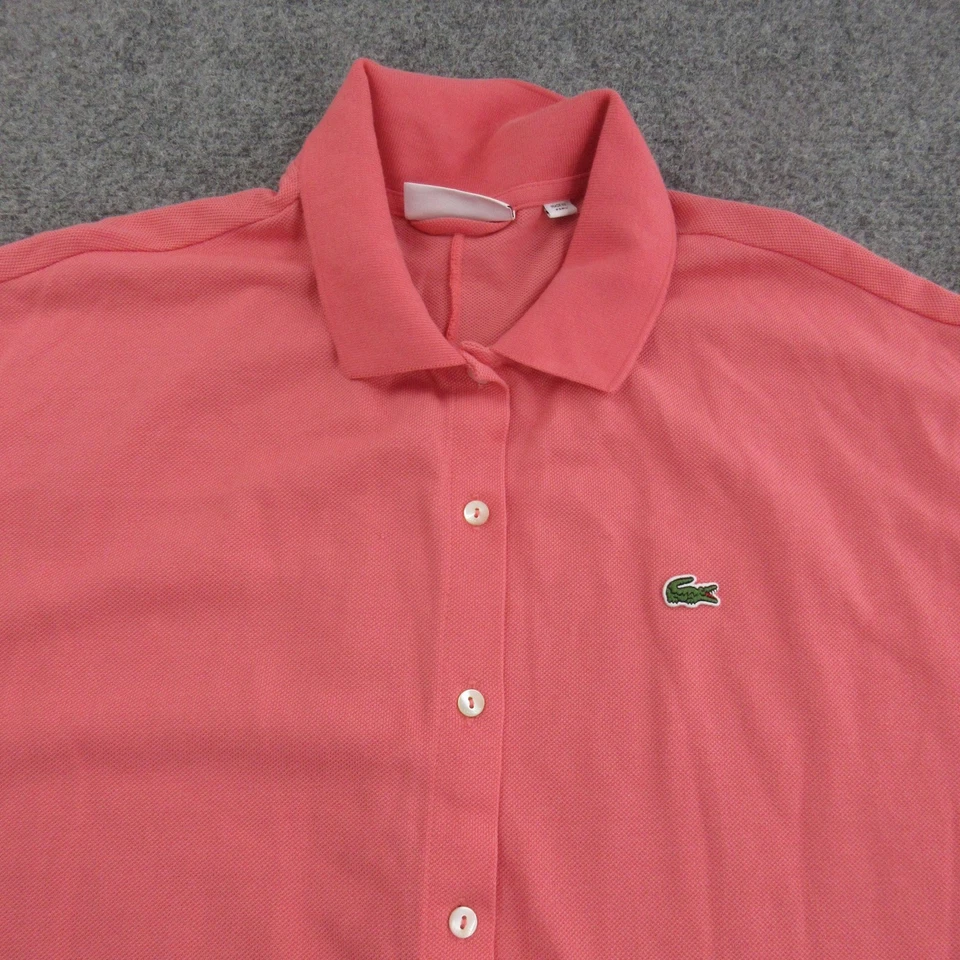 Vestido Camisa Lacoste Mujer Grande 44 Rosa Polo Botón Delantero Piqué Algodón Cocodrilo Foto 3 de 4