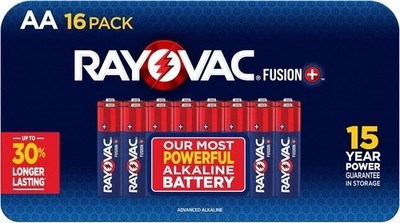 16 PACK) Rayovac AA Fusion Premium Alkaline Batteries