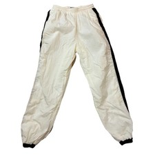 Vintage Windbreaker Track Pants White Nylon Women  s Medium Retro 80s 90s Y2K