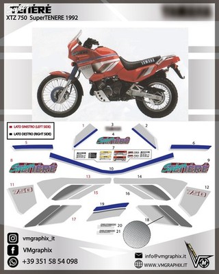 GLITTER XT 750 Z SUPER TENERE 1992 XTZ Grafik Aufkleber/Stickers/Decals