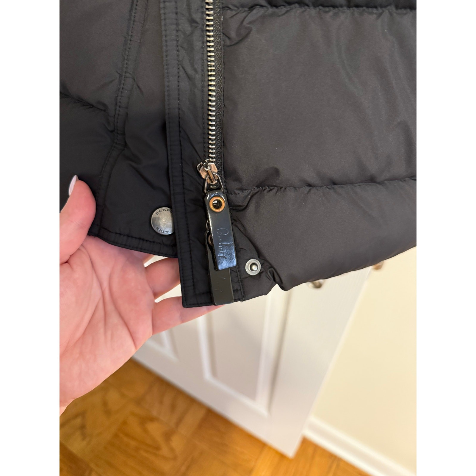 Burberry Vintage Womens Black Down Coat with Belt size XL image 7