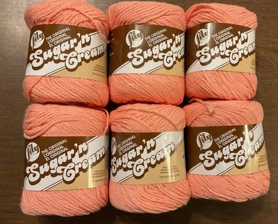6 Skeins Lily Sugar 'n Cream Cotton Worsted Yarn Crochet Knit ~ Tea Rose ~ Lot - Image 1 of 4