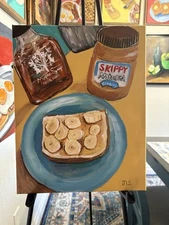 “Sticky Sweet” Skippy Peanut Butter & Banana Painting 11 X 14” NOT A PRINT