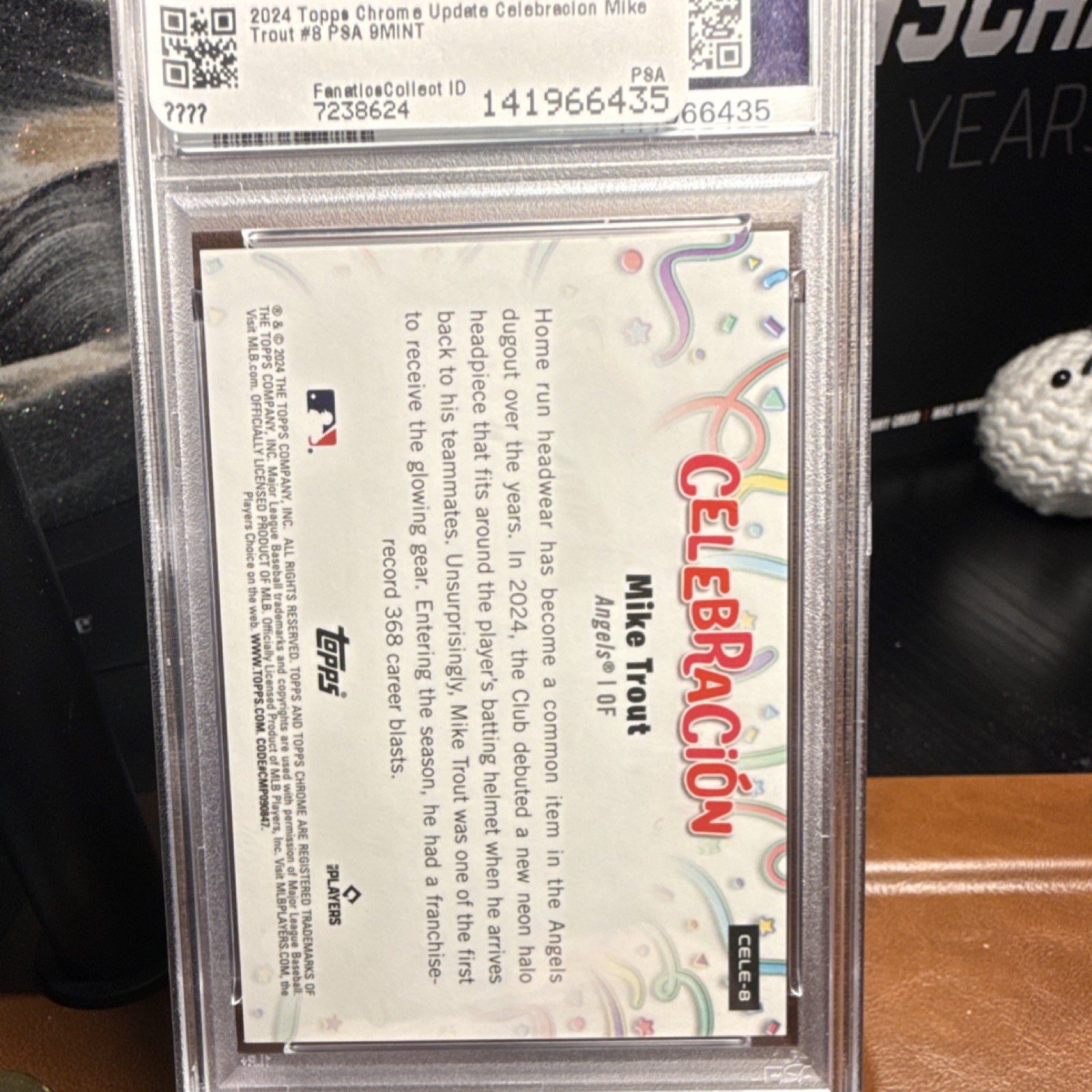 Topps 2024 Chrome Update Celebración Mike Trout #CELE-8 PSA 9 /99 view 2