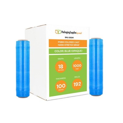 192 Rls 18''x 1000' Cast Packing Stretch Film Shrink Hand Wrap (100 Ga) Dark Blue