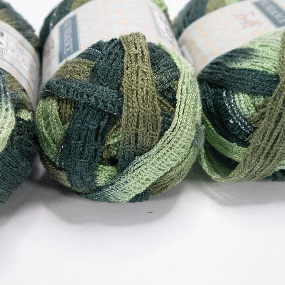 Sundance Volantes Hilo 3 Madejas Verde Mezcla Malla Bufanda Volantes Acrílico Poliéster Hágalo Usted Mismo Foto 3 de 4