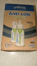 NEW Open Box-Dr. Brown's Natural Flow Anti-Colic 2-Pk Narrow Glass Baby Bottles