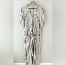 NWT Grade & Gather Tie Front Jumpsuit Blue Size Small