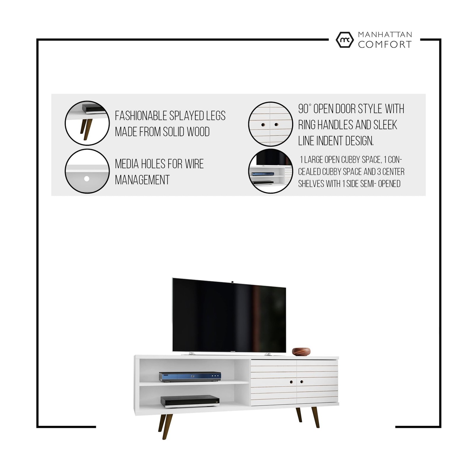 Manhattan Comfort Liberty Mid Century Modern TV Stand for Televisions up to 6...