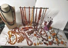 Vintage AMBER/FAUX AMBER JEWELRY Lot - Silver Costume Pieces Black,Nice Lot 24 +