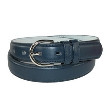CTM Women's Leather Dress Belt 1 1/8 Inch Silver Buckle