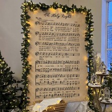 70.87x57.87 Inch Oh Holy Night Music Sheet Christmas Backdrop Photography