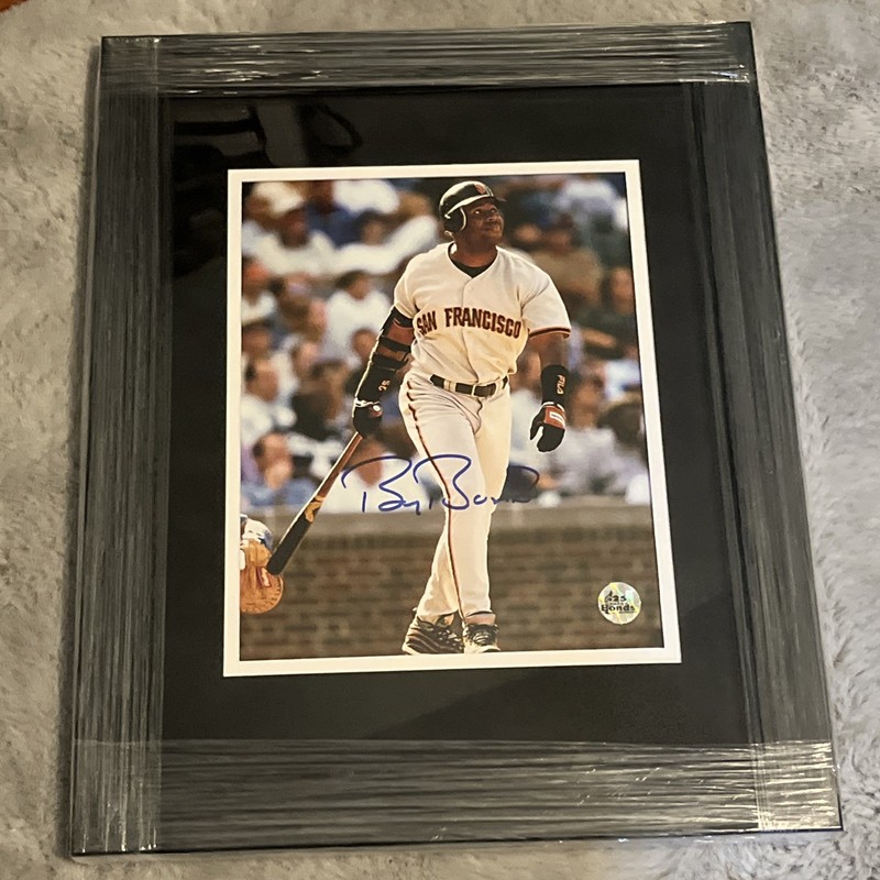 MLB BARRY BONDS SIGNED AUTO 8x10 PHOTO FRAMED SAN FRANCISCO GIANTS AUTHENTICATED