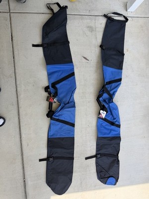 2 Athalon Single Ski Bags Blue/Black Zip Closure with Carry Handle
