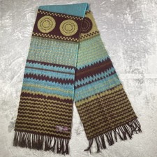 Better Than Cashmere Scarf Fringe Soft Acrylic 11.5x64 Blue Brown Green Preowned
