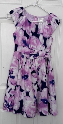 GYMBOREE Girls 12 EGG HUNT PURPLE FLORAL PRINTED EASTER Pastels DRESS