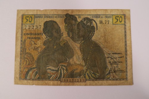 Western African alte Banknote 50 Francs HL04 Porträt Frauen Schmuck Tänzer