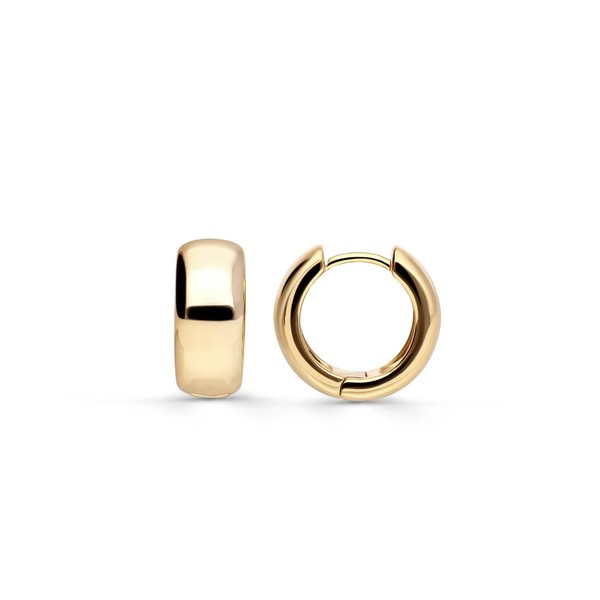 Breite Creolen Damen 18K Vergoldet Ohrringe Massiv Elegant Goldschmuck 10X5,5Mm-image