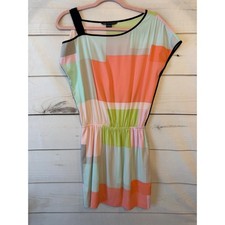 Armani Exchange AX Colorblock Geometric Asymmetrical Mini Dress Pastel Sz 0