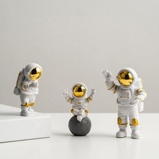3Pcs Astronaut Action Figurine Home Decor Study Office Desk Decor Showpiece