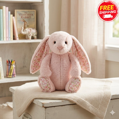 Jellycat Blossom Bunny Plush – Pink Floral Ears, Soft Stuffed
