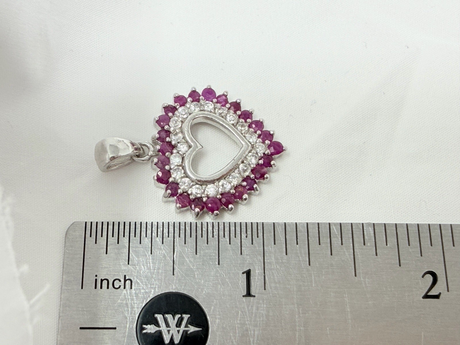 FAS 925 Sterling Silver Lab Created Ruby Clear CZ… - image 7